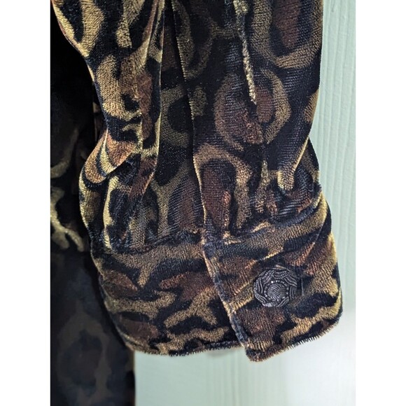 Lane Bryant Velvet Leopard Button Shirt Womens 22/24 Black Brown L/S Lined Tunic - Picture 4 of 8